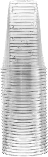 Vista 8 de Vasos de plástico transparente con tapas, sin BPA, 20 onzas, tazas de café desechables con borde enrollado, 100 piezas para oficina, tienda