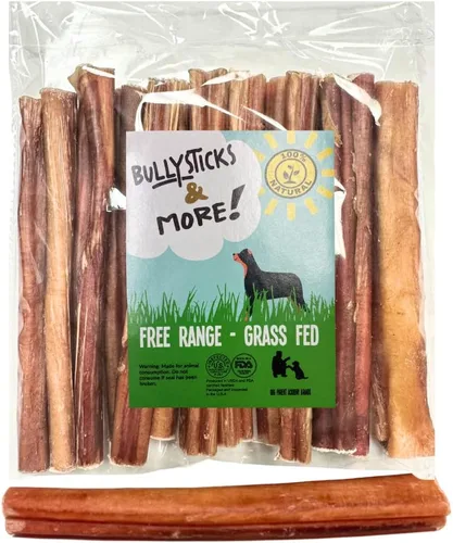 Vista 10 de BULLYSTICKS & MORE Bully Sticks de 6 pulgadas (regulares, paquete de 16 unidades), palitos para perros medianos 100% carne de res alimentada
