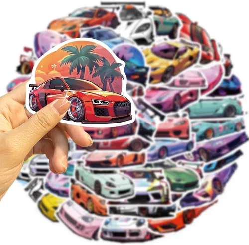 Vista 2 de 200 calcomanías JDM Racing Cars – Impermeable para laptop, botellas, monopatín, guitarra, casco
