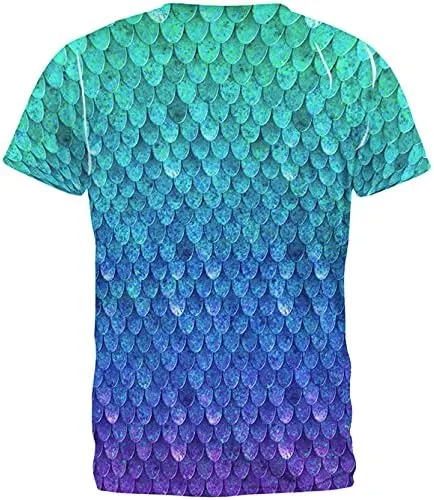 Vista 2 de Halloween sirena escamas traje todo encima de la camiseta para hombre