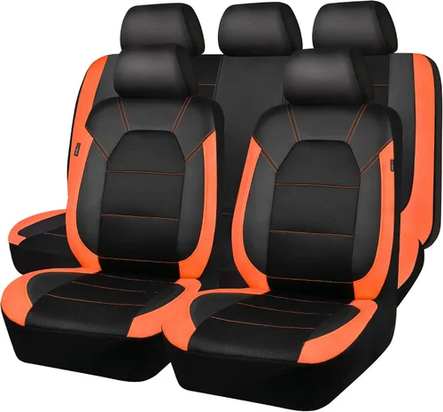 Vista 26 de CAR PASS Fundas de cuero para asientos delanteros solamente, con fundas de asiento delantero de malla de aire, transpirables, fundas de asiento