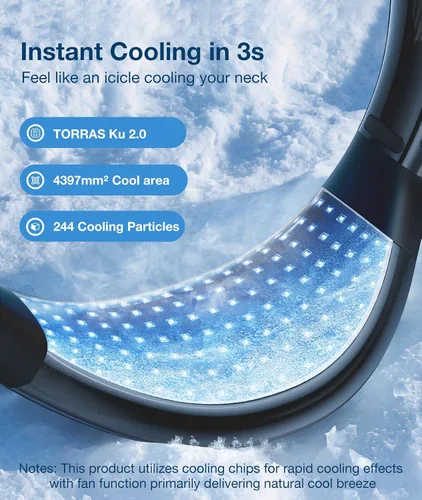 Vista 3 de TORRAS COOLiFY Air2024 - Aire acondicionado de cuello actualizado, ventilador de cuello portátil ultraligero recargable, dispositivo de enfriamiento