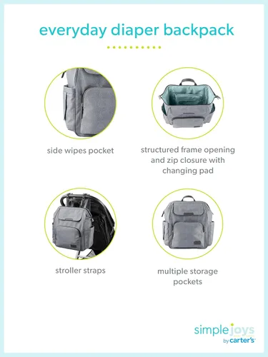 Vista 7 de Simple Joys by Carter's Accesorio para mochila de pañales para niños, color gris, talla única