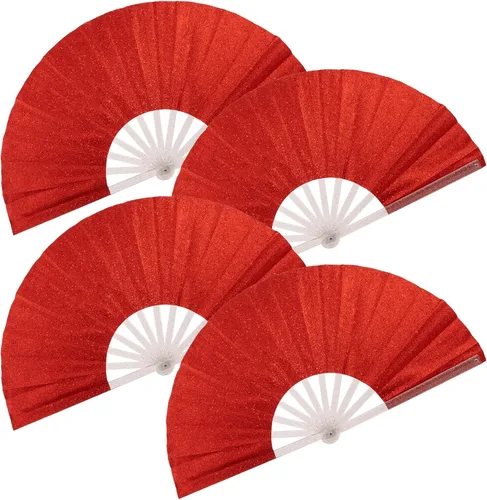 Vista 14 de Ventilador plegable de mano grande, botas en el suelo, abanicos decorativos plegables de manivela para bailes, fiestas, bodas, festivales de música