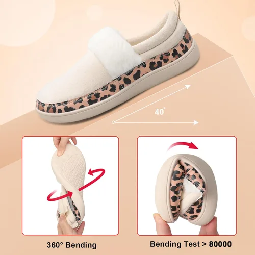 Vista 4 de Scurtain Pantuflas tipo mocasín para mujer, cómodas y cómodas botas de invierno con suela de goma cómoda