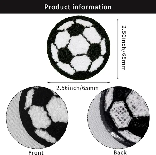 Vista 3 de Parches de felpilla para fútbol, 6 piezas, parches para planchar, para deporte, fútbol, para manualidades, chaquetas, ropa, vestido, sombrero