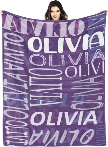 Vista 20 de Mantas personalizadas con nombre para bebé, niño, niña, mantas súper suaves con nombre para niños y adultos, manta con nombre para cumpleaños