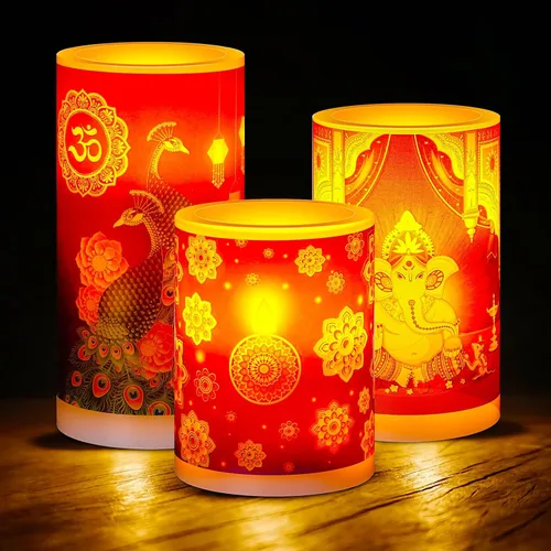 Vista 9 de Treela 3 Piezas Velas Conmemorativas Regalos Conmemorativos Luces LED Sin Llama Cardinal Regalos Religiosos para Pérdida de un Ser Querido Velas Sin