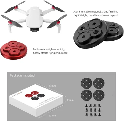 Vista 4 de Darkhorse - Tapa de aluminio mejorada para motor de 4 piezas para DJI Mavic Mini Dron, accesorio a prueba de polvo, impermeable, soportes