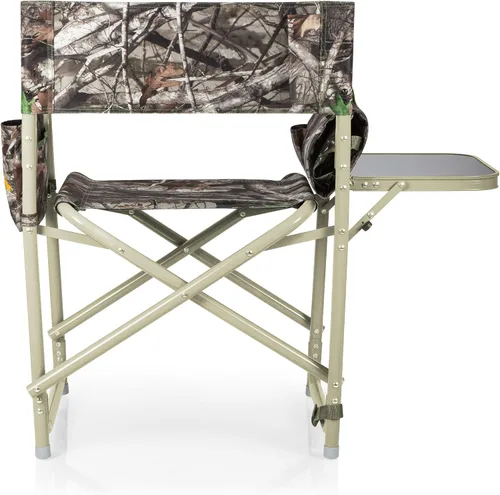 Vista 6 de Picnic TIME Silla de directores al aire libre con mesa auxiliar, silla de playa para adultos, silla de camping con mesa Camouflaje