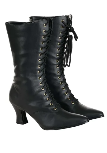 Vista 3 de Botas de Disfraz Victorianas Negras de Tacón para Mujer Multicolor