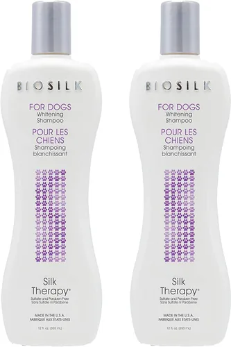 Vista 8 de BioSilk Silk Therapy - Champú blanqueador para perros – Champú de aseo e iluminador seguro para mascotas para un pelaje blanco brillante – Lavado