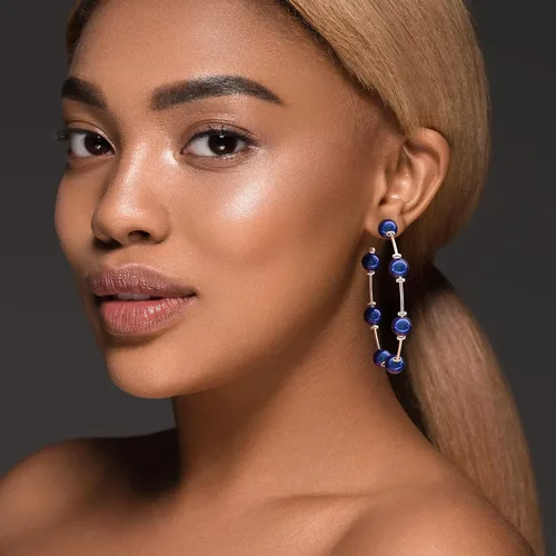 Vista 3 de Lova Jewelry Aretes de aro de perlas de moda para mujer, hipoalergénicos y colgantes de perlas