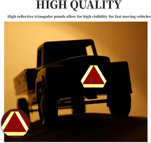 Vista 8 de Letrero de vehículo de movimiento lento, accesorios triangulares para carrito de golf de movimiento lento, 14 x 16 pulgadas, señal de tráfico