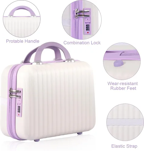 Vista 3 de Estuche de tren de maquillaje de 14 pulgadas, carcasa rígida portátil, estuche de viaje para cosméticos ABS con bloqueo de seguridad, caja