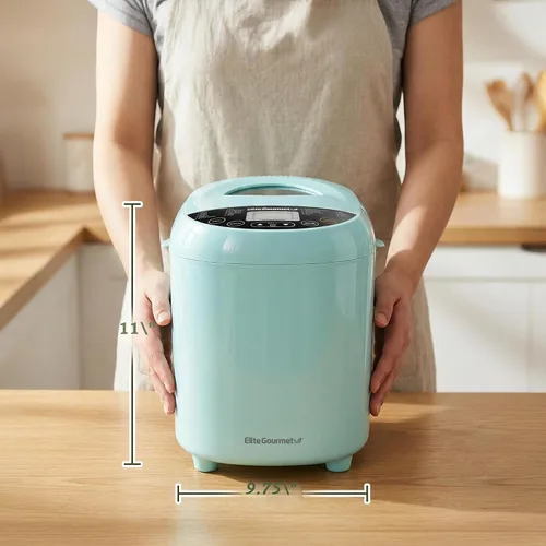 Vista 4 de Elite Gourmet - Máquina para hacer pan programable, 2 libras, 3 tamaños, 19 preajustes, menta Cuenta con ajustes preestablecidos sin gluten, masa