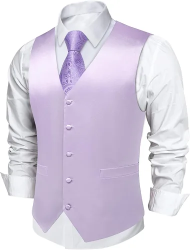 Vista 18 de DiBanGu Chaleco de traje para hombre Vestido formal de negocios Light Khaki