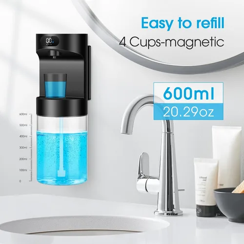 Vista 5 de Dispensador automático de enjuague bucal para baño, dispensador de enjuague bucal eléctrico sin contacto de 20.29 onzas, juego de accesorios de baño