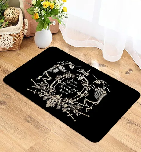 Vista 2 de Tapete gótico con diseño de calavera gótica, 30 x 17 pulgadas, antideslizante, tapete de bienvenida gótico para exteriores, decoración gótica