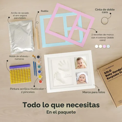 Vista 3 de KeaBabies Kit de Huellas de Manos y Pies para Bebé - Kit de Huellas de Bebé de Arcilla de Secado Rápido, Huellas de Patas de Mascotas, Marco
