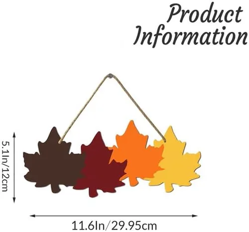 Vista 7 de KPSheng Letrero colgante de madera con texto en inglés «Hello September» para colgar en la puerta, diseño rústico de hoja de arce para decoración