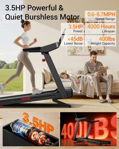 Vista 3 de UMAY Fitness 20% Treadmill with Auto Incline, Running Foldable Treadmills