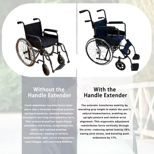 Vista 3 de Extensores de mango para silla de ruedas, (capacidad de peso de 400 libras), accesorios ajustables para sillas de ruedas para adultos, extensor