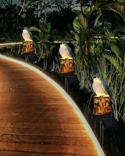 Vista 5 de iStatue - Estaca de iluminación solar decorativa para jardín con forma de pájaro, figura de animal lindo impermeable al aire libre, luces