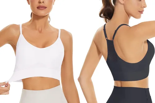 Vista 4 de SEGRILA Brasier deportivo para mujer, con espalda cruzada, con tirantes ajustables
