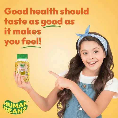 Vista 6 de Human Beanz Gomitas de gelatina de vitamina C para niños, suplementos dietéticos de apoyo inmunológico, vegetariano, 120 granos de gelatina Citrus