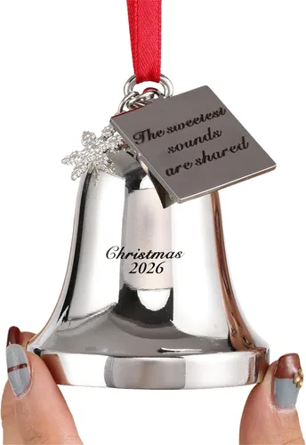 Vista 11 de FKOG 2025 Adorno de Campana de Navidad It's A Wonderful Life, Campana Plateada para Árbol de Navidad y Adorno de Campana de Trineo, Regalos