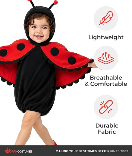 Vista 7 de fun shack Disfraz de mariquita para niños, disfraz de Halloween para niñas