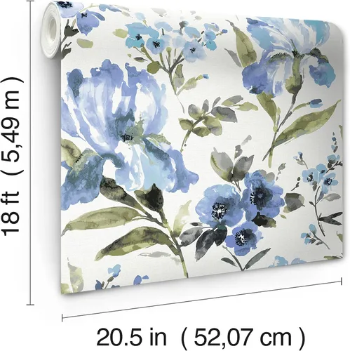 Vista 5 de RoomMates RMK12296PL Iris - Papel tapiz para despegar y pegar, azul, verde
