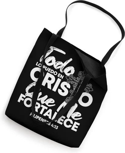 Vista 2 de Christian Spanish Religious Bible Verse Saying Bolsa de mano