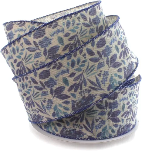 Vista 11 de Ribbon Traditions Cinta con alambre de ramitas verdes beige 2 1/2" x 10 yardas