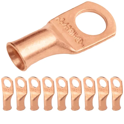 Vista 19 de SELTERM - 5 terminales de anillo resistentes para cable de batería, calibre 1/0 AWG, pernos de 1/2 pulgadas, terminales de calibre 0, ojales