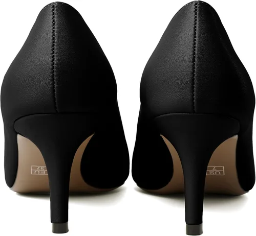 Vista 3 de YODEKS Zapatos de vestir clásicos de tacón bajo y medio para mujer con punta puntiaguda