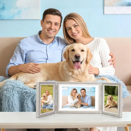 Vista 4 de ZEEYUAN Marco de fotos plegable con bisagras de 4 x 6 y 5 x 7 pulgadas, regalos para mamá madre, día de la madre, regalos para mamá de hija hijo