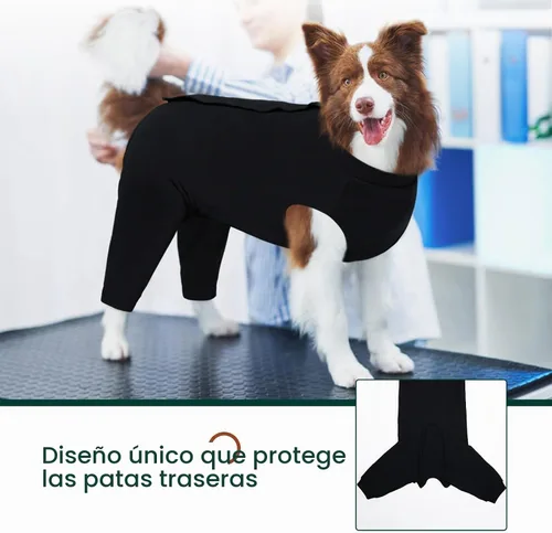 Vista 4 de Kuoser Traje de Cirugía para Perro Hembra Esterilización Macho Castración, Manga de Pierna de Perro para Dejar de Lamer Enterizo Suave para Perro
