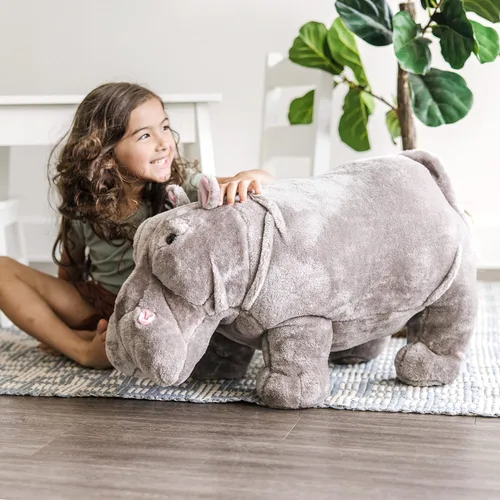 Vista 8 de Melissa & Doug Hipopótamo gigante - Animal de peluche realista (más de 2 pies de largo)