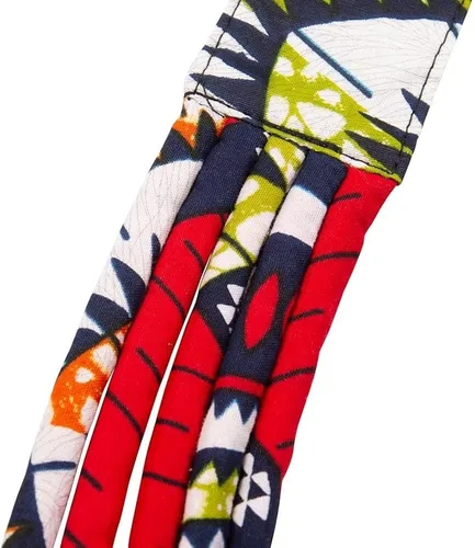 Vista 4 de BintaRealWax Juego de collar africano con estampado de tela Ankara multicapa de cuerda tejida gargantilla en capas
