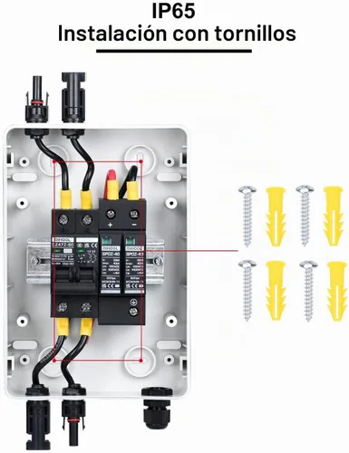 Vista 6 de DIHOOL Caja de interruptor de desconexión de panel solar Caja de disyuntor de CC de 40 amperios, caja combinadora de 1000 V PV para RV