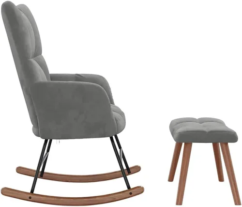 Vista 7 de vidaXL Mecedora, silla de acento mecedora, asiento acolchado con reposapiés, silla auxiliar para sala de estar, dormitorio, estilo retro, terciopelo