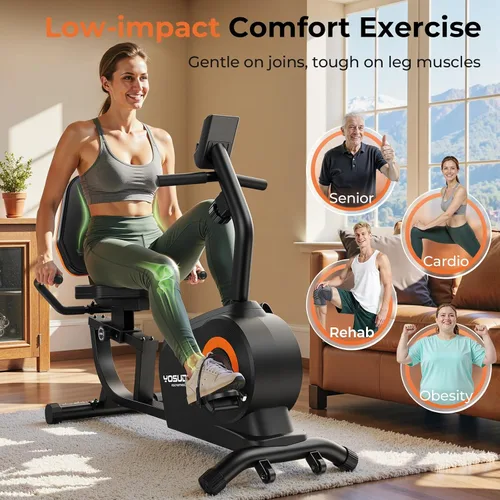 Vista 5 de YOSUDA Recumbent Exercise Bike for Home，Magnetic Staionary Bike for Seniors/Adults with Adjustable Seat, 350LB Capacity, 16-level Resistance, LCD