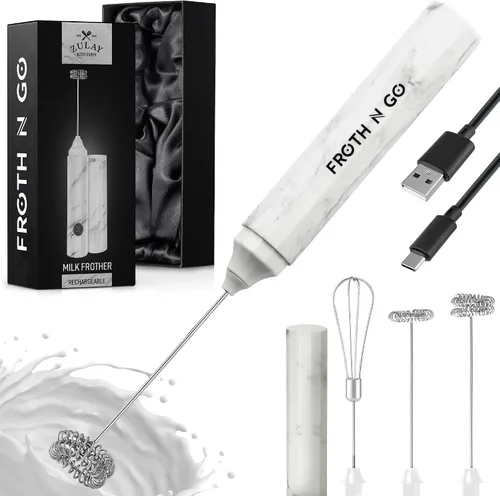 Vista 13 de Varita de espumador de leche mini y potente – Potente espumador de café de mano, mezclador de bebidas operado con batería – Tamaño de bolsillo
