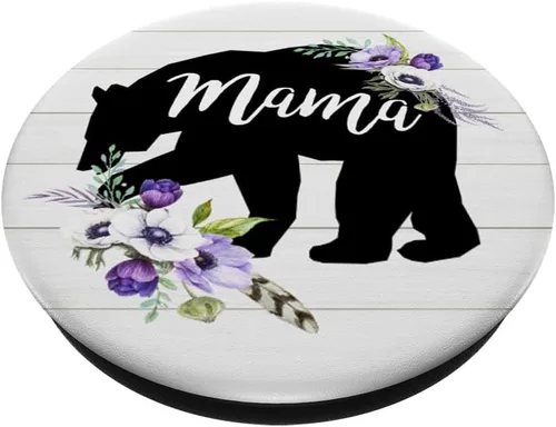 Vista 2 de Mama Bear - Agarre y soporte para teléfonos y tabletas con diseño floral en color morado