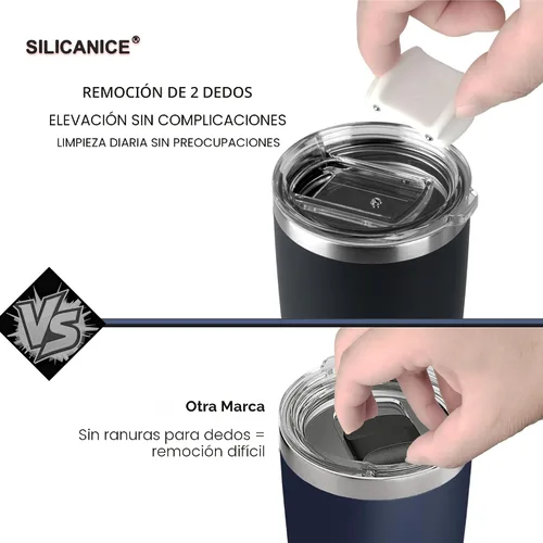 Vista 2 de Vaso higiénico aislado al vacío de acero inoxidable de 20 onzas con tapa fácil de poner y quitar – Deslizador extraíble, taza de viaje de doble