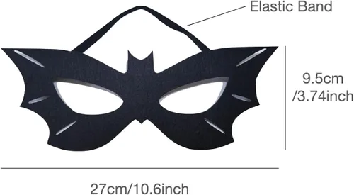 Vista 2 de SOUTHSKY Máscara de disfraz de Batgirl máscara de ojos negros y rojos máscara de media cara para disfraz de Halloween fiesta de cosplay y raves