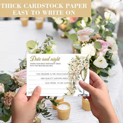 Vista 4 de Consejos y deseos para el señor y la señora - Tarjetas de consejos de boda de champán para decoraciones de despedida de soltera, buenos deseos