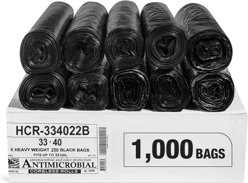 Vista 57 de Aluf Plastics Bolsas de basura de alta densidad, 10 galones, 4000 unidades, 6 micras (eq), 24 x 24 pulgadas, negras, para baño, oficina, industrial